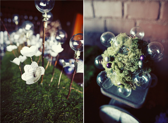 Steampunk wedding using repurposed lightbulbs via Sugar and Fluff